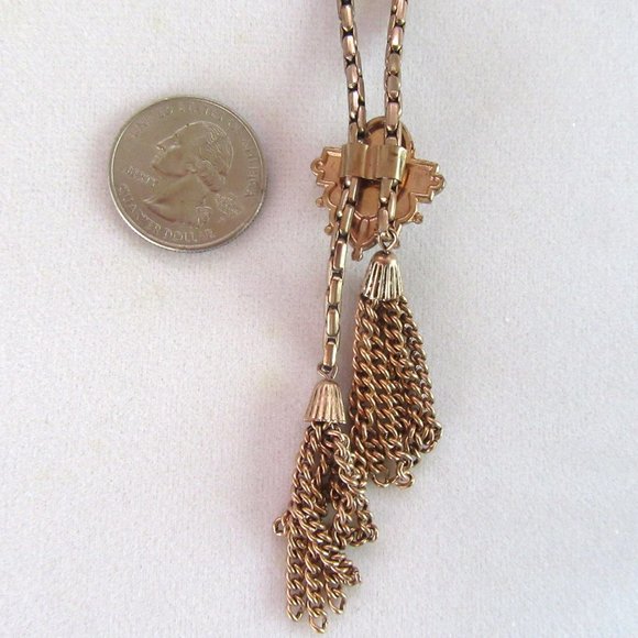 Art Deco Revival red rhinestone fringed pendant - Picture 7 of 7